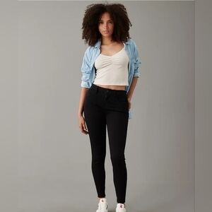 American Eagle Outfitters Curvy High Rise Dream Stretch Jegging Black 16 Short